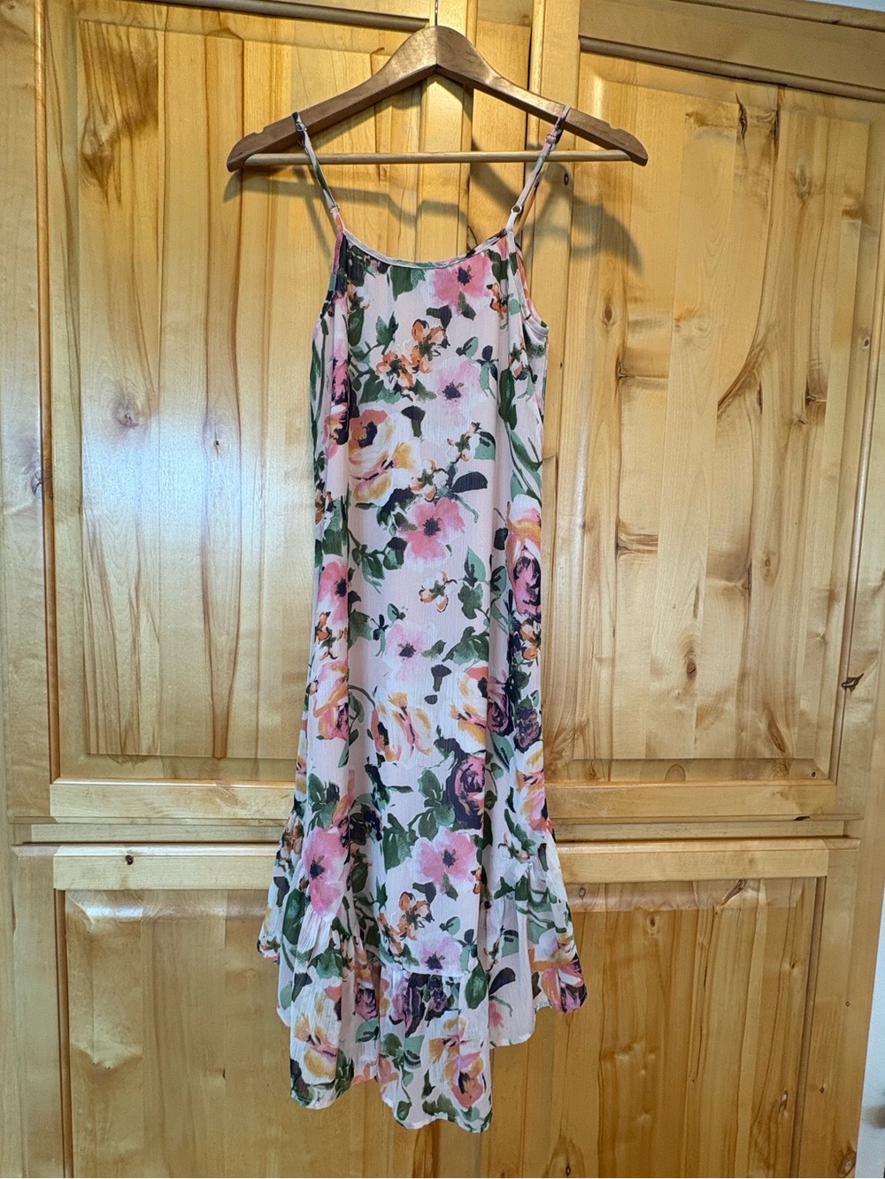 Charles Henry Pink Floral Midi Slip Dress